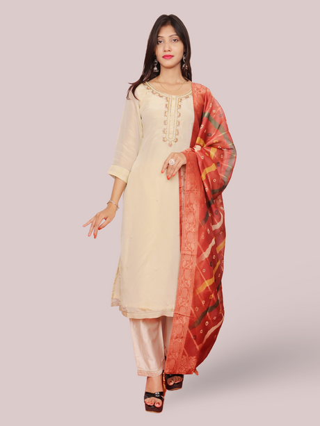 Women's Straight Kurta-Pant & Dupatta Set-0